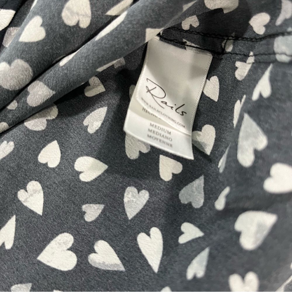 Rails | Kate Button Down Silk Black Corazon | Hea… - image 6